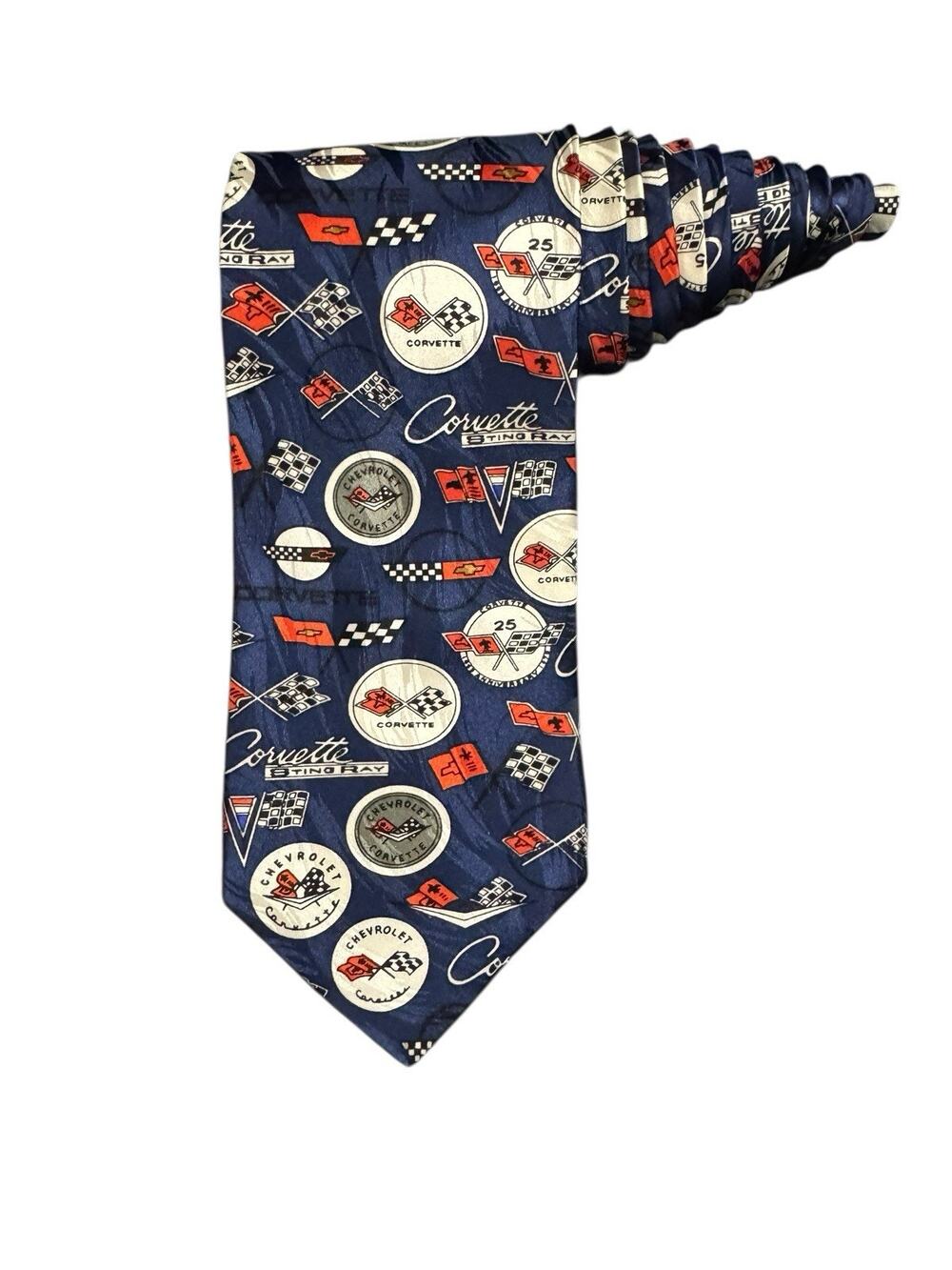 Ralph Marlin RM Style Chevrolet Corvette Logo Emblems Vintage Novelty Necktie